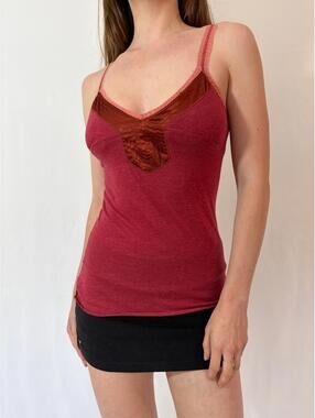 Vintage Abercrombie Red Embellished Elena Gilbert Tank Top